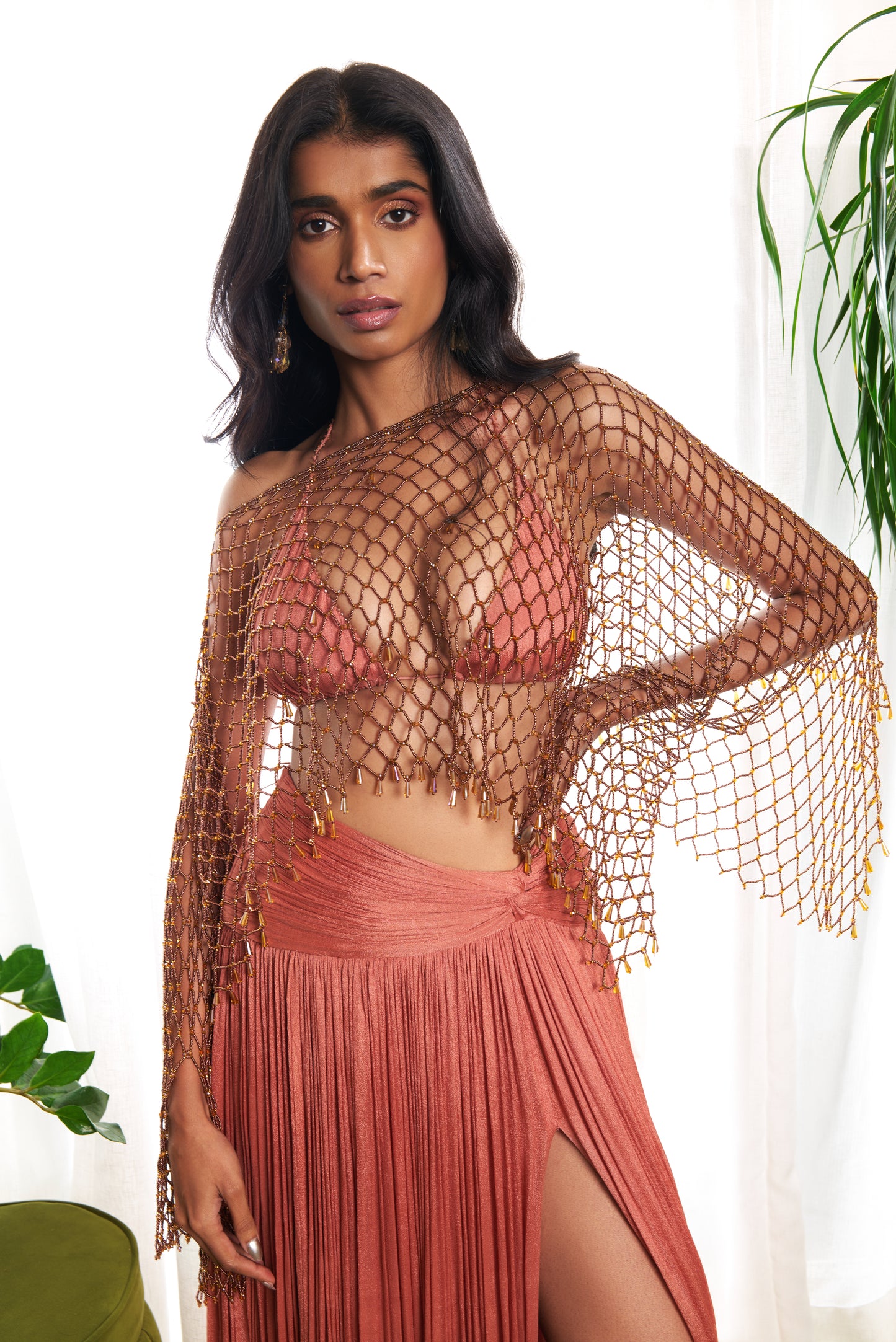 Zahara Beaded Cape, Bikini Bralet & Skirt