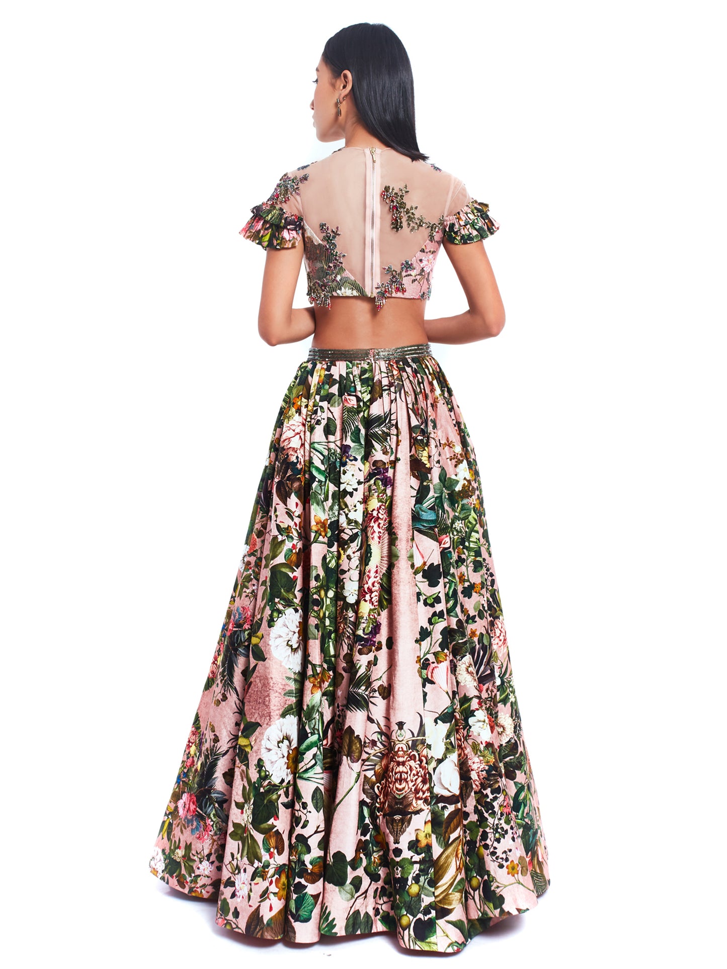 Printed Patchwork Blouse & Lehenga