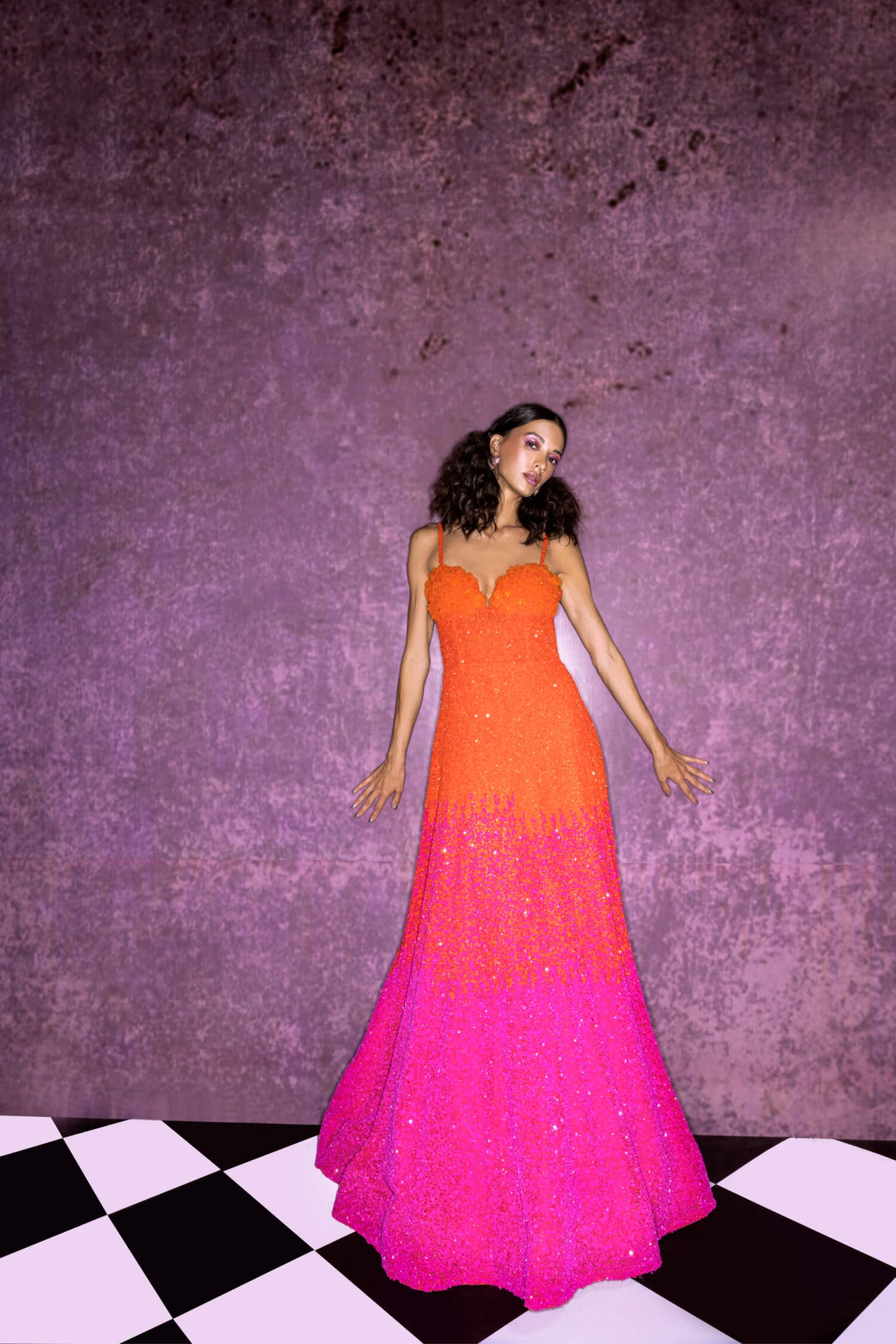 Orange & Pink ombre gown