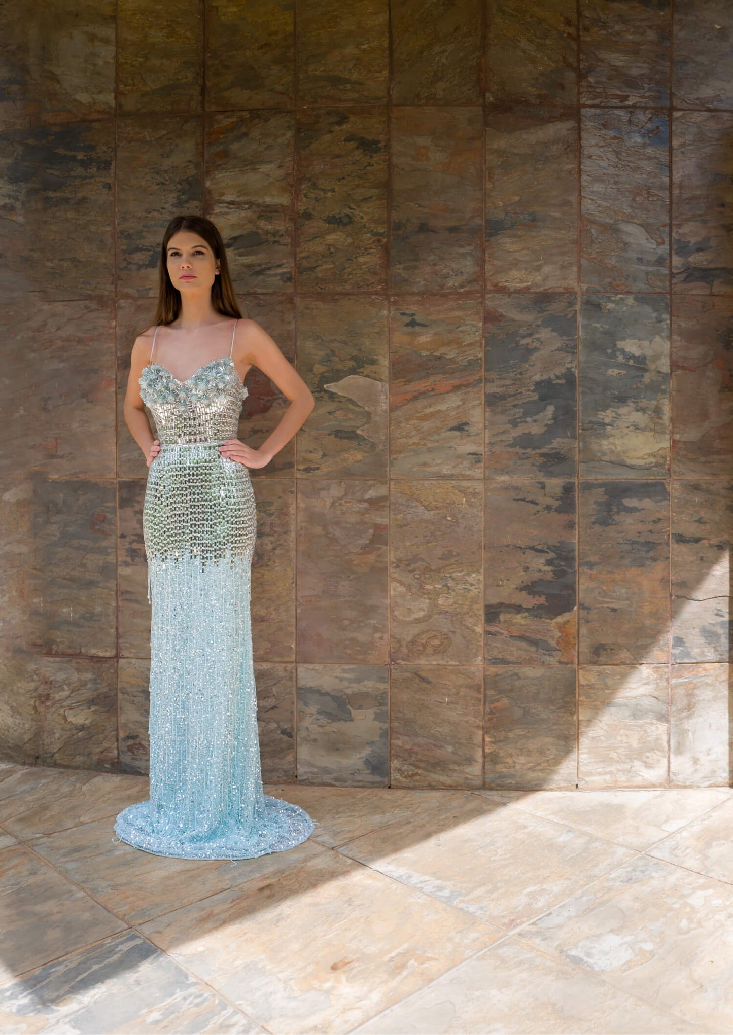 Ice Blue Crystal Gown