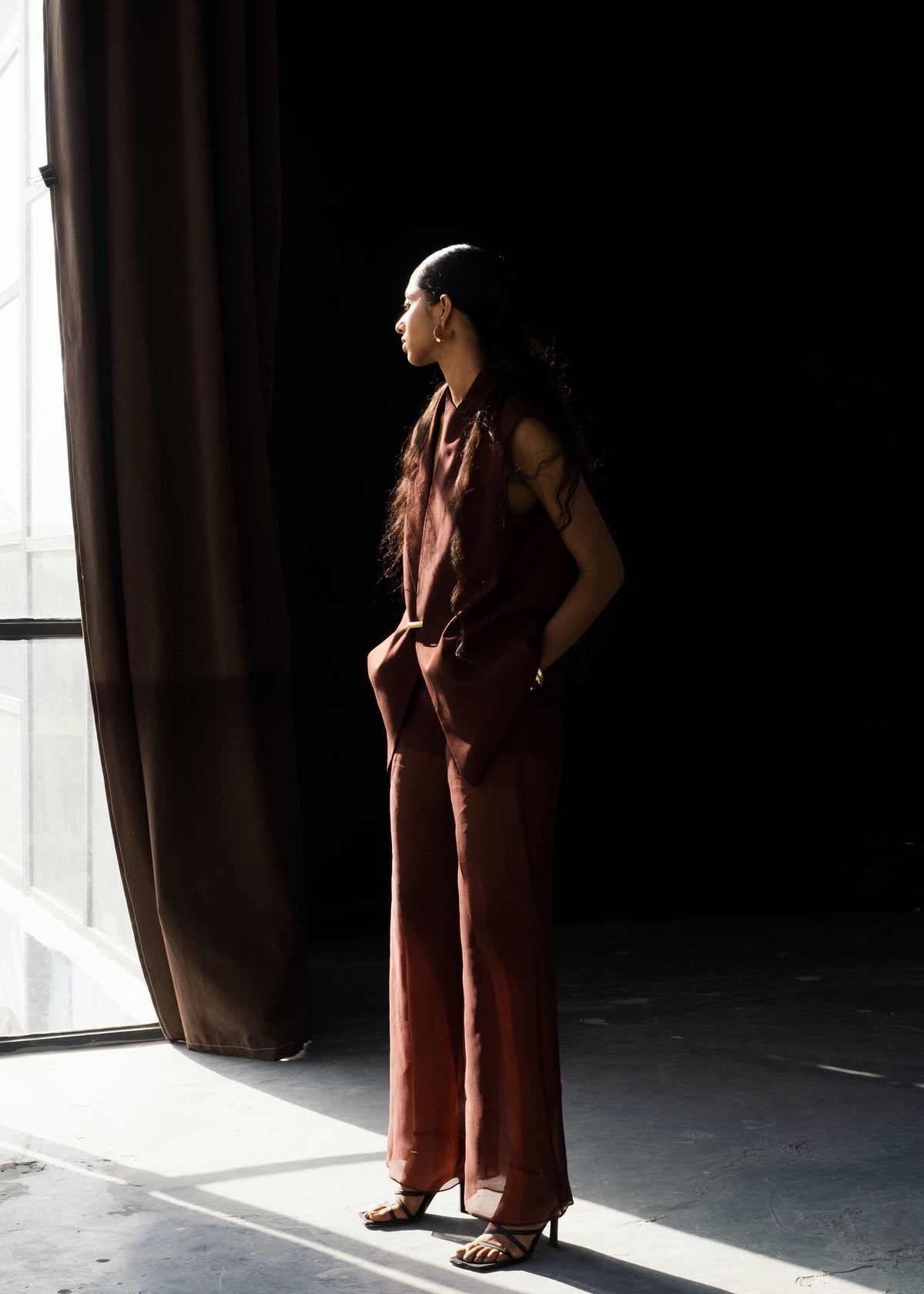Merlot Vest & Organza Pants