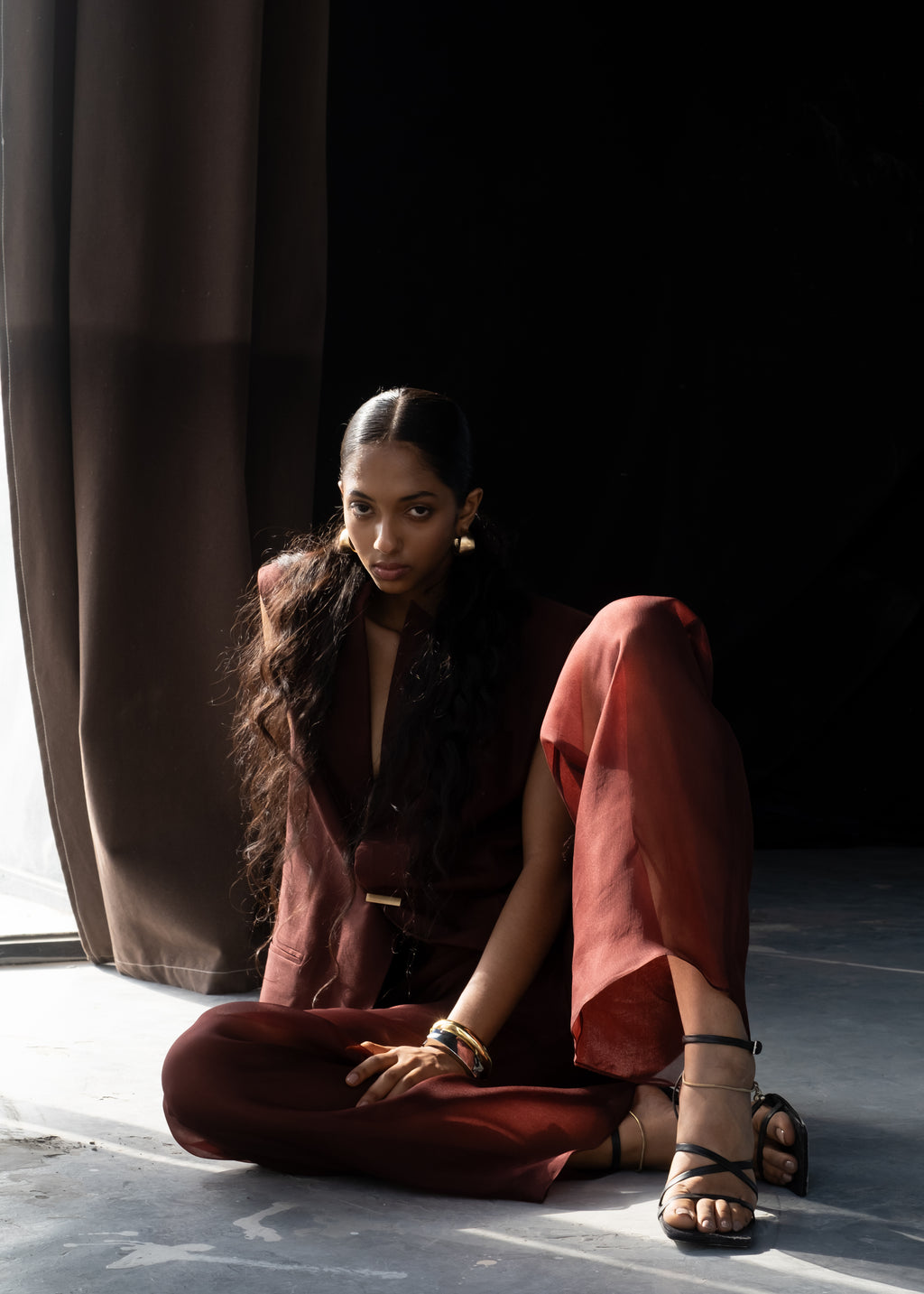 Merlot Vest & Organza Pants