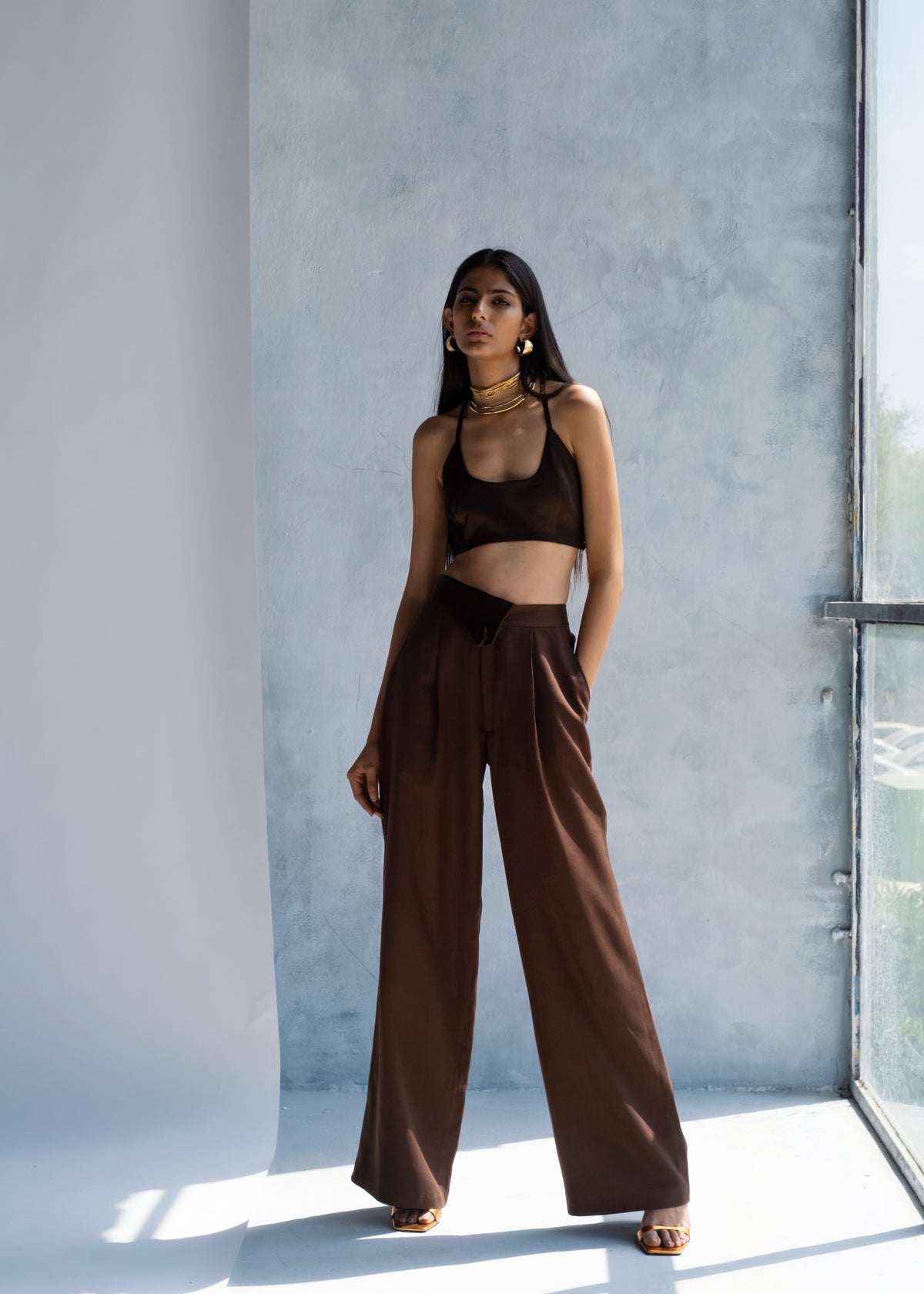 Espresso Organza Shirt & Pants