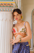 Navy Bandhini Trousers, A Red Flower, Shells